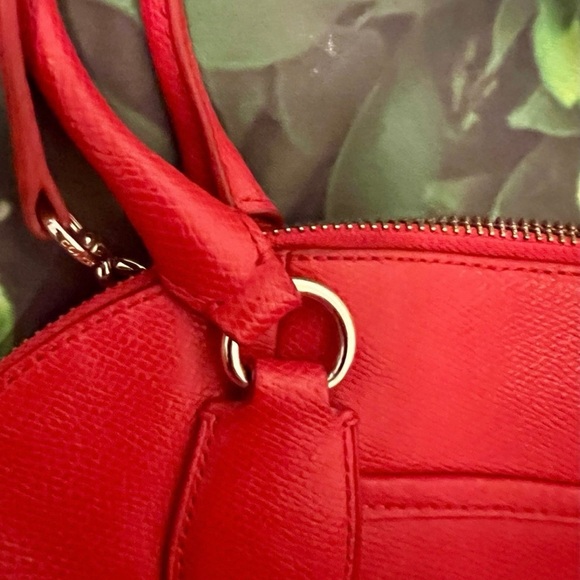 Authentic Coach Womens Red Leather Shoulder Double Handles Zipper Bag - Picture 10 of 10